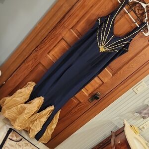 Elegant Navy and Gold Women's Dress
